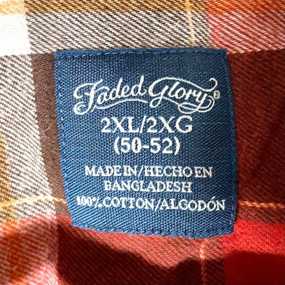 Vintage 90s Faded Glory red flannel plaid buttondown shirt 2XL - Picture 5 of 9